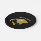 Schwarze Goldene Abschlussfeier Papier-Teller Pappteller (Schrägansicht)