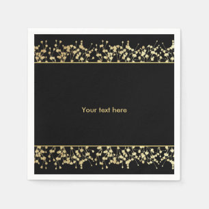 Schwarze & Goldene Babys Atem Hochzeitsservietten Serviette