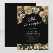 Schwarze Goldene Ballons überraschen zum 40. Gebur Einladung (Vorne/Hinten)