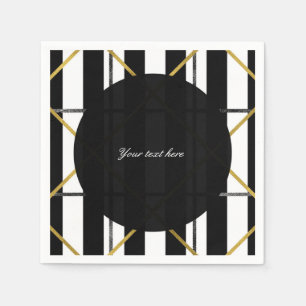 Schwarze & Goldene Chic Glam Geometrische Party Serviette