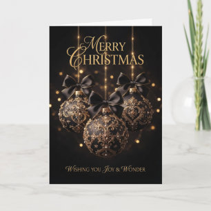 Schwarze Goldene Christbaumkugel Frohe Weihnachtsk Karte