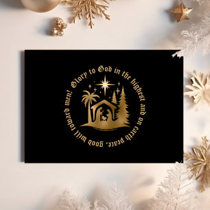 Schwarze Goldene Christliche Weihnachts-Feiertags- Feiertagskarte