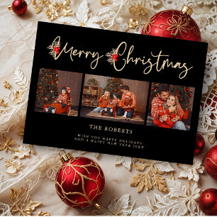 Schwarze goldene Effekt frohe Weihnachten Poinsett