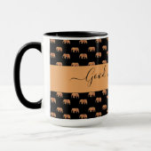 Schwarze goldene Elefanten für Vater Ringer 15oz Tasse (Links)