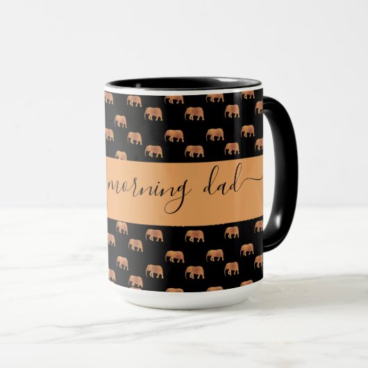 Schwarze goldene Elefanten für Vater Ringer 15oz Tasse (VorderseiteRechts)