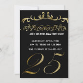 SCHWARZE GOLDENE ELEGANTE EINLADUNG FÜR IHREN GEBU (Vorderseite)