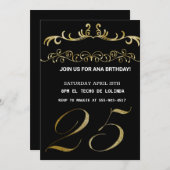 SCHWARZE GOLDENE ELEGANTE EINLADUNG FÜR IHREN GEBU (Vorne/Hinten)