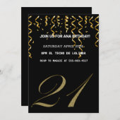 SCHWARZE GOLDENE ELEGANTE EINLADUNG FÜR IHREN GEBU (Vorne/Hinten)