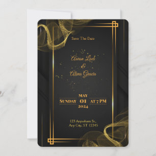 Schwarze & Goldene Elegante Hochzeitseinladung Einladung