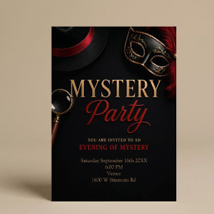 Schwarze & Goldene Elegante Mystery-Party Einladung