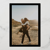 Schwarze goldene, fette Namen Chic 2 Fotos Hochzei Folieneinladung (Rückseite)