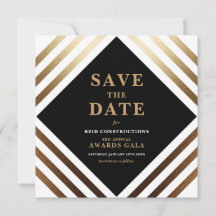 Schwarze Goldene Firmen-Gala Save-the-Date-Karte