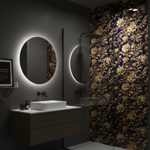 Schwarze goldene florale barocke Badezimmer-Kerami Fliese