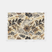 Schwarze Goldene Florale Leoparden Muster Fleece D (Vorderseite (Horizontal))