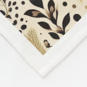 Schwarze Goldene Florale Leoparden Muster Fleece D (Ecke)