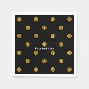 Schwarze & goldene Folie-Polka-Punkte-Partyserviet Serviette