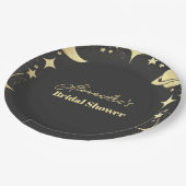 Schwarze Goldene Himmlische Halbmond-Brautparty Pappteller (Schrägansicht)