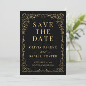 Schwarze Goldene Hochzeit Save the Date (Stehend Vorderseite)