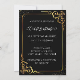 Schwarze Goldene Hochzeitseinladung Einladung