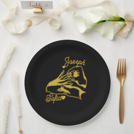 Schwarze Goldene Hochzeitspapierplatten Pappteller (Hochzeit)