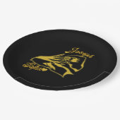 Schwarze Goldene Hochzeitspapierplatten Pappteller (Schrägansicht)