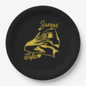 Schwarze Goldene Hochzeitspapierplatten Pappteller (Vorderseite)