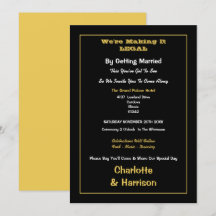 Schwarze Goldene Informelle Hochzeit