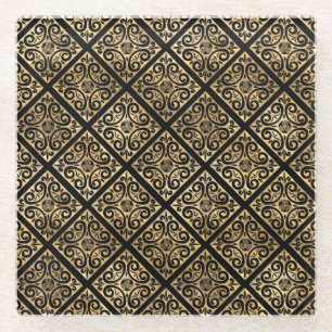 SCHWARZE & GOLDENE IRLÄNDISCHE KELTISCHE KNOTEN & GLASUNTERSETZER