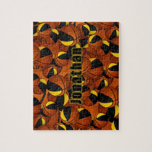 Schwarze goldene Jungs Basketball Puzzle (Vertikal)