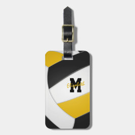 Schwarze goldene Jungs Mannschaft gibt Volleyball Gepäckanhänger