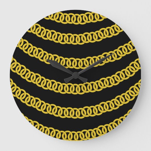 Schwarze goldene Kette Große Wanduhr (Vorderseite)