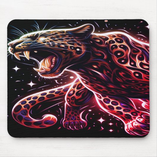 Schwarze + goldene knurrende Großkatze auf Laptop- Mousepad (Vorne)