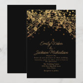 Schwarze Goldene Lichterkette Hochzeit Einladung (Vorne/Hinten)