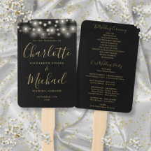 Schwarze Goldene Lichterkette Hochzeitsprogramm Sc