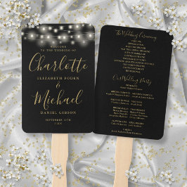 Schwarze Goldene Lichterkette Hochzeitsprogramm Sc Fächer
