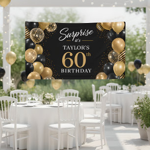 Schwarze Goldene Luftballons 60. Geburtstag Banner