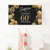 Schwarze Goldene Luftballons 60. Geburtstag Banner (Insitu)