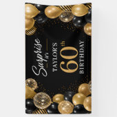 Schwarze Goldene Luftballons 60. Geburtstag Banner (Vertikal)