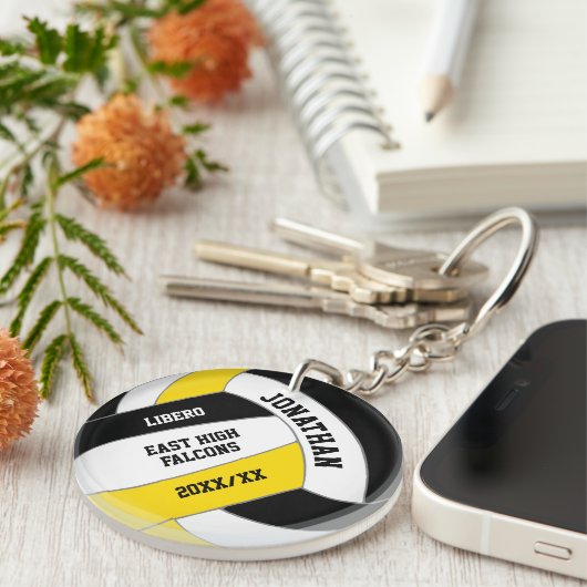 Schwarze goldene Mannschaft Farbe Buben Volleyball Schlüsselanhänger (Vorderseite rechts)