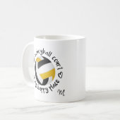 Schwarze goldene Mannschaft färbt Volleyball-Happy Kaffeetasse (Vorderseite Links)