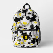 Schwarze goldene Mannschaftsfarben Fußbälle Muster Bedruckter Rucksack (Vorderseite)
