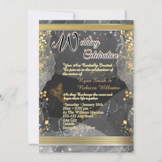 Schwarze & Goldene Marmor-Flachkarte  (Vorderseite)