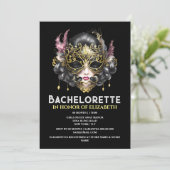 Schwarze goldene Maskerin Gesichtsmaske elegante D Einladung (Stehend Vorderseite)