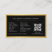 Schwarze goldene metallische QR-Code Visitenkarte  (Rückseite)
