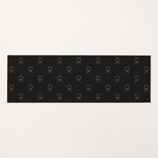 Schwarze goldene Monogramm-Initialen Yogamatte (Vorderseite (Horizontal))