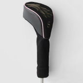 Schwarze & goldene monogrammierte Lederpassform Golf Headcover (angewinkelt)