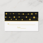 Schwarze, goldene Perlen Moderne Hochzeitsstiftung Platzkarte (Rückseite)