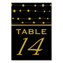 Schwarze, goldene Perlen Moderne Hochzeitsstiftung Tischnummer