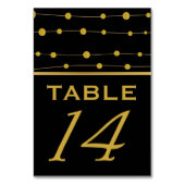 Schwarze, goldene Perlen Moderne Hochzeitsstiftung Tischnummer (Vorderseite)
