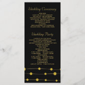 Schwarze, goldene Perlen Modernes Hochzeitsprogram Programm (Rückseite)